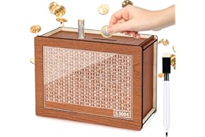 ‎KKLUNO Kkluno Spardose 5000 Euro, Spardose mit Zähler, Holz Spardose, Wiederverwendbar Sparbox mit Zahlen Ankreuzen, Geeignet für Kinder und Erwachsene