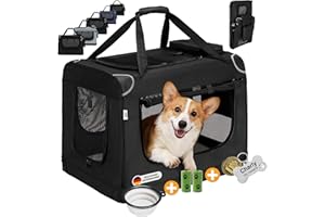 Zedelmaier Hundebox Faltbar Hundetransportbox, M 60x44x42cm, robust Transportbox für Hund & Katze Groß Hundetasche Auto Haustiertransportbox für Unterwegs & Zuhause Schwarz