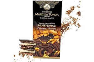 Chocolates Marcos Tonda – Chocolate Negro Gourmet | Chocolate Con Almendras Enteras 125g | Chocolate Gourmet | Chocolates Originales Para Regalar | Desde 1793