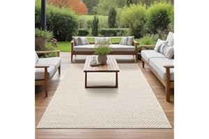 the carpet Maldives – Tapis d'extérieur résistant avec Design Boho et Vintage, imperméable et Facile d'entretien, pour Balcon, terrasse & Jardin, Beige, 80 x 150 cm