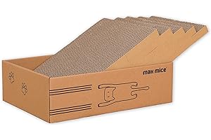 ULTRALAX Cat Scratcher, Reversible Use Scratching Board, High Density Corrugated Scratcher Cardboard Durable Cat Scratchers Pad (Brown, 42 x 28 x 2.5cm 5PCS)