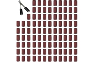 LIANCHEN 102pcs Set de Tambours de Ponçage, Manchons Abrasifs Drum Sander Set Incluant 100pcs Manchons de Bande Abrasive et 2Pcs 6mm Rouleau de Ponçage pour Outil de Tournage Dremel, Bois, Métal (6mm)