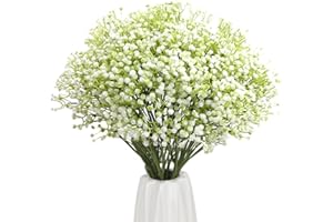 AHLMA Confezione da 10 Fiori Artificiali per Cimitero Gypsophila Essiccata Decorativa Con Nebbia Finta Esterno Adatto per la Decorazione Domestica Del Bouquet da Sposa Della Festa Nuziale (Bianco)