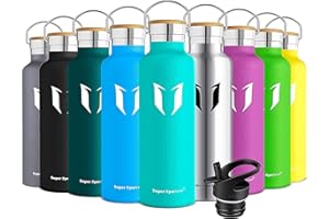 Super Sparrow Butelka na wodę ze stali nierdzewnej - 350 ml / 500 ml / 620 ml / 750 ml / 1L - Izolowana próżniowo metalowa butelka na wodę - Kolba bez BPA ze słomką do pracy, siłowni, podróży, sportu