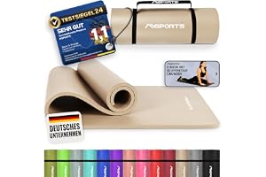 MSPORTS Premium gymnastikmatta inklusive bärrem, träningsposter, träningsapp I Hudvänlig fitnessmatta 190 x 60, 80 eller 100 x 1,5 cm – olika färger, ftalatfri yogamatta.