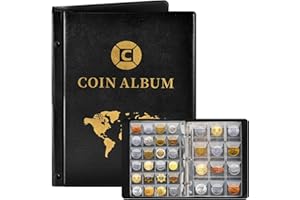 CUIDONGSHENG Münzen Sammelalbum 300 Stück,Münzen Aufbewahrung Album 2 Euro,Coin Album Münzsammler 3.5*3.5 CM/4.5*4.5 CM,Münzsammlung Album Transparent,Sammler Münzalbum für Münzen,Briefmarken,Medaillen,Abzeichen