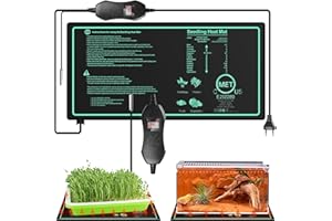 GAOUTO Estera calefactora para plantas con termostato: 10 x 20,75 pulgadas, estera térmica segura para plantas, 50 W, estera térmica duradera para plantas, invernadero de la habitación, estera térmica para