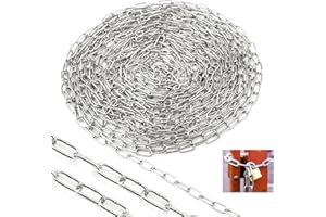 SWTYExt Edelstahl Kette 8 Meter 1,2 mm Stahlkette Edelstahlkette Meterware V4A Rundstahlkette Gliederkette Meterware Verlängerungskette Kette mit Karabiner für Hundekette Schaukeln Ketten Ankerkette