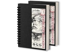 JOIBABE 2 Stück A5 Skizzenbuch,100 g/m² Zeichenblöcke mit Spiralbindung-160 Blatt /320 Seiten-Skizzenbücher mit festem Einband-Professionnelle Zeichenbuch für Kinder & Erwachsene, Ideal für Skizzen