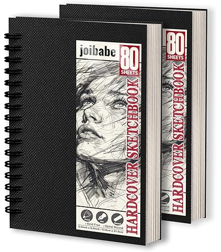 NAMYEUT 2 Stück A4 Skizzenbuch - 160gsm Hardcover Spiralbindung 60 Seiten Blanko