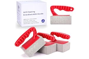 WEFANER Spazzola premium per griglia in ghisa (4 pezzi) – Spazzola per la pulizia del barbecue con manico lungo per acciaio smaltato