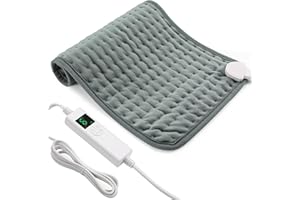 ‎ONEAMG Heizkissen mit Abschaltautomatik, 30x60 cm Wärmekissen Elektrische mit 4-Stunden-Timer und 6 Heizstufen, Heating Pad mit Digitaler Fernbedienung, Waschmaschinenfest Heizkissen Rücken Grau