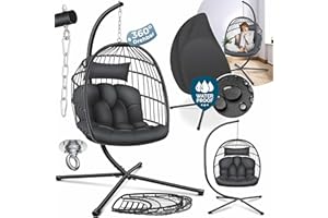 KESSER® Sillón Colgante Jungle con Estructura de Acero para Colgar sillón, cojín Grande + Soporte para Mantas, Columpio Colgante para Interior – al Aire Libre, Silla Colgante para niños y Adultos