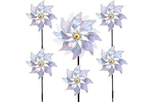 LOHAME Molinillo de viento para jardín, repelente para pájaros, molino de viento plateado, molino de viento reflectante, molino de viento reflectante plateado PVC, 54,5 x 24,5 cm, para proteger
