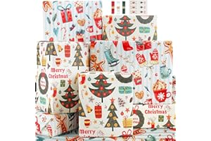 EDUNASS Papier Cadeau Noel Femme Homme Fille Garçon Vintage Neutre Papier Noel Blanc Kraft Papier d'emballage de Noël Papiers Cadeaux Noel Naturel Papier d'emballage Cadeau de Noël Papier Emballage Noel