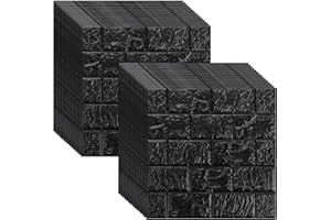 LOPYXBR 30PCS Black Brick Wallpaper 30x30cm/ 12x12inch 3D Brick Effect Wall Panels 5mm Thick DIY Self Adhesive Wall Tiles Black for Living Room Bedroom Bathroom Kitchen Home Decor