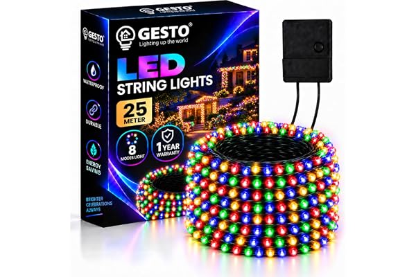 Gesto 25 Meter LED String Lights - Multicolor Led Fairy Lights for Decoration with 8 Modes Changer | 360° Glow Waterproof Lig