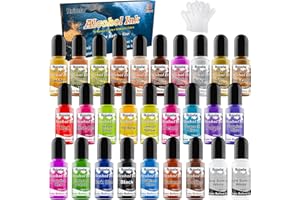 Roizefar Colori ad Alcool per Resina Epossidica - 28 Bottiglie di Alcool Ink Colori ad Alta a Colori Vivaci con Colorante Metallico, Colori per Resina Epossidica Per Pittura Artistica