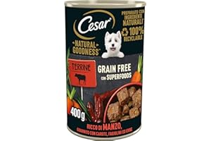 Cesar Natural Goodness mokra karma dla psów z wołowiną i warzywami, 6 puszek po 400 g, łącznie 2,4 kg