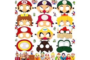 Benaton 12 Pezzi Mario Maschere Animali, Maschere da Festa Cosplay, Maschere per Feste in Feltro, Festa in Maschera per Bambini e Adulti (Mehrere Stile)