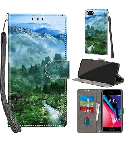 Leder-Klapphülle Für IPhone SE 2022/2020/8/7 – Mit Kartenfach, Standfunktion & Kameraschutz (Katze-Design)