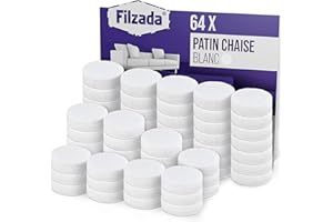 Filzada® 64x Patins en Feutre Auto-adhésifs - Ø 20 mm (Rond) - Blanc - Patins en Feutre pour Meubles Professionnels avec Un Pouvoir adhésif idéal