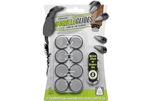SLIPSTICK GorillaGlides CB253 1 Inch Chair Sliders/Furniture Glide Floor Protectors (Set of 8 Glides) Self-Adhesive Screw-On Glides, for Sliding on Hard Surface Floors and Low-Pile Carpet, Round