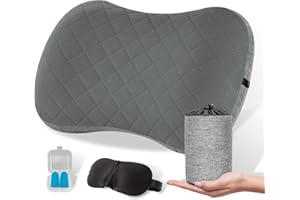 EPROICKS Cuscino da Campeggio Gonfiabile, Cuscino Trekking Gonfiabile con Federa Rimovibile, Cuscino da Viaggio Ultraleggero per Campeggio Escursioni Esterni (Grigio)