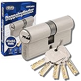 GERCAR Pro Profilzylinder 45/55 Massiver Schließzylinder Doppelzylinder Zylinderschloss Türschloss - aus Messing Vernickelt -