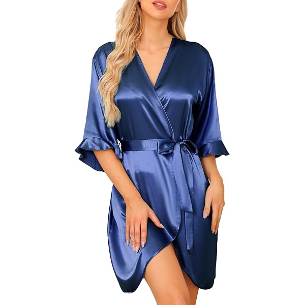 Kimono In Raso Personalizzato Per Sposa - Vestaglia Con Scollo A V E Scritta