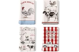 ‎ARQUIEL Arquiel Küchentücher Baumwolle 4 Stück, Geschirrtücher 100% Baumwolle Farmen Tier Küchenhandtuch Set Multi-Purpose Hochwertige Küche Trockentuch Bar Handtücher 50 x 70CM