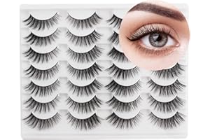 GLOWING WIN Glowingwin - Pestañas postizas de aspecto natural, 14 pares de pestañas postizas 3D, esponjosas, finas, de visón sintético, paquete múltiple