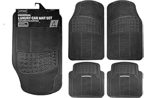 4 Piece Car Mat Universal Deep Grooved KARAN KING Heavy Duty Rubber Non Slip Mat for Cars, Truck and VAN, Water Proof, All Weather Car Mats