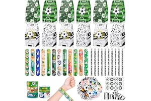 HGRGHH Set di Decorazioni per Feste di Calcio per Bambini, 98 Pezzi Set di Decorazioni per Festa di Compleanno a Base di Calcio, Contiene Sacchetto Regalo, Braccialetti Slap, Matita, Gomme, Adesivi