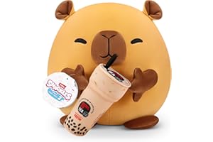 Snackles Serie 2 de 35 cm ZURU muñeco blandito y achuchable de Peluche 35 cm con Accesorio de Snack de Marca con Licencia, Capybara (Kung Fu Tea, Bubble Tea)