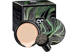 YUUGYD Mushroom Head Air Cushion CC Cream, BB Cream, Long-Lasting Natural Moisturizing Concealer, Moisturizing BB Cream Makeup Base with Mushroom Makeup Sponge, Easy to Apply (Natural)