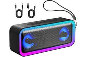 IKT Enceinte Bluetooth Portable, Enceintes Bluetooth Puissante 5.4 Sans Fil Avec 40w stéréo, Appariage TWS, Appel Mains Libres,Autonomie 30 hrs, Haut-Parleur Étanche IPX7 Pour L'extérieur/La Fête/Voyage