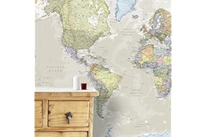 MAPS INTERNATIONAL Gigante Murale della Mappa del Mondo - Classico - 232 (larghezza) x 158 (altezza) cm…