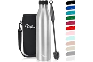 Milu - Thermos in acciaio inox da 350/500/750/1000ml/1,5L borraccia termica, a prova di perdite, a doppia parete, adatta per bevande gassate, con spazzola per la pulizia (Argento, 750ml)