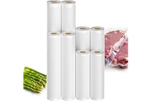 Pfloge® Bolsas Vacio Alimentos, 8 Rollos Bolsas Envasar al Vacio, 2 pz 15*300cm & 4 pz 20*300cm & 4 pz 28*300cm Bolsas al Vacío para Envasadora, sin BPA, para Conservación de Alimentos y Sous Vide