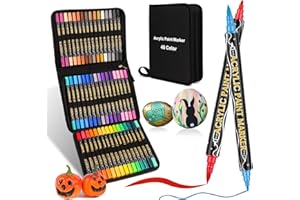 COLPART 48 pennarelli acrilici a colori acrilici, per pittura su roccia, legno, tela, pietra, vetro, superfici in ceramica, artigianato fai da te