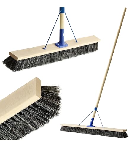Balai De Rue 40 Cm Avec Manche - Poils En Elastanne - Idéal Pour Jardin, Terrasse, Neige - Avec Pelle Balayette