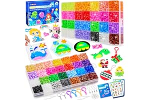Zhongko 48 Farben Bügelperlen Set, Glitzer Bügelperlen, Leuchtend im Dunkeln Bügelperlen, 5mm Steckperlen mit Platten, 67 Muster, Bügelpapier für Geburtstag Weihnachten Geschenk Kinder DIY