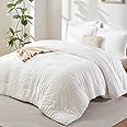 CozyLux King Bed in a Bag White Seersucker Comforter Sets with Comforter and Sheets 7 Pieces All Season Bedding Set