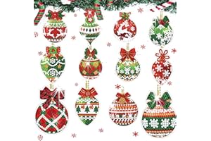 QUANMAITONG Diamond Painting Anhänger Weihnachten Bastelset Kinder，5D Weihnachtsball Diamond Painting Kinder DIY Schlüsselanhänger