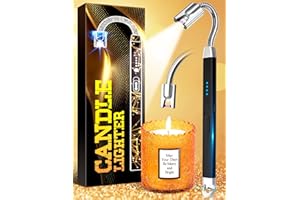 CAREVER Lichtbogen Feuerzeug Elektrisch Lang Stabfeuerzeug - USB-C Kerzenanzünder mit LED-Taschenlampe Anzeige Batterieb Rauscharm Plasma Feuerzeug USB Aufladbar Lighter für Camping Gadgets Geschenke Frauen