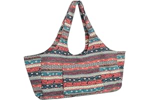 ANJING Large Capacity Bohemian Ethnic Style Print Canvas Yoga Bag Yoga Mat Bag with Pockets
