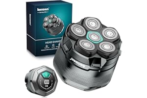 kensen Rasoio Elettrico Testa Calva Uomo 6D rasoio capelli uomo 0 mm Impermeabile Cordless 160 Minuti di Autonomia Rasoio Testa Calva Fluttuante con Rasoio Testa Magnetiche & Porta di Carica USB-C