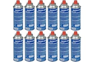 KROWN - Pack de 12 Cartuchos de Gas Butano K-250, 227g para Hornillos Quemadores, Cartucho de Gas para Camping 250, 12 Bombonas