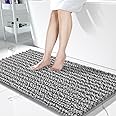 Yimobra Original Luxury Chenille Rectangular Bath Mat,55.1 X 24 Inches,Soft Shaggy And Comfortable,Large Size,Super Absorbent And Thick,Non-Slip,Machine Washable,Perfect For Bathroom,Gray
